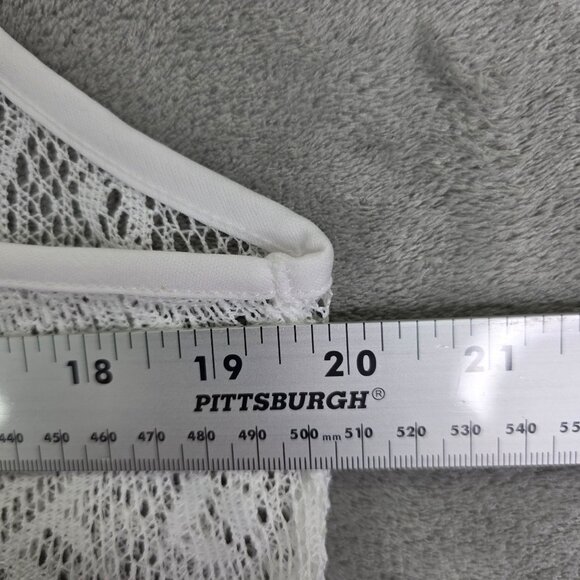 Womens White West Loop Crochet Cover Up Lace Tank Top Sleeveless Round Neck L - Picture 8 of 10